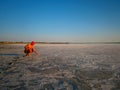 dried estuaries in Genichesk Salt layer on the surface . Royalty Free Stock Photo